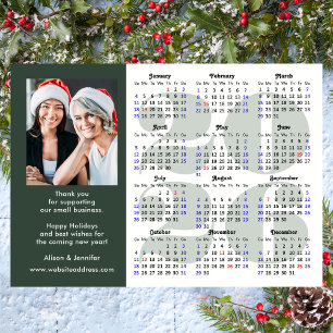 Modern Sage Green 2026 Calendar Business Photo Holiday Card