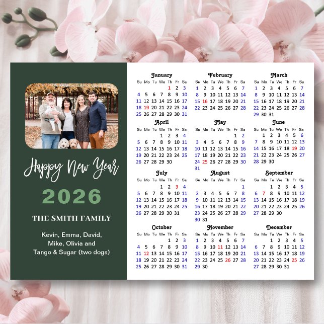 Modern Sage Green 2026 Calendar Photo Magnetic (Creator Uploaded)