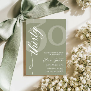 Modern Sage Green 30th Birthday Party Invitation