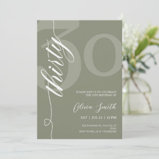 Modern Sage Green 30th Birthday Party Invitation