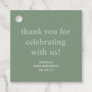 Modern Sage Green 50th Birthday Custom Thank You Favour Tags