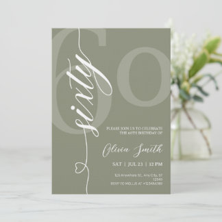 Modern Sage Green 60th Birthday Party Invitation