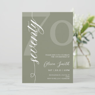 Modern Sage Green 70th Birthday Party Invitation