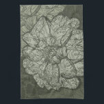 Modern Sage Green Abstract Dahlia Floral Pattern Tea Towel<br><div class="desc">Add a touch of modern elegance to your kitchen with this stylish sage green floral hand towel. This stylish sage green kitchen towel features a stunning abstract floral design highlighting the beauty of the dahlia flower in a monochromatic colour palette. A bold sage green dahlia is the macro focal point...</div>