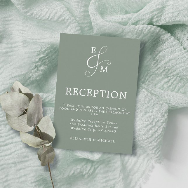 Modern Sage Green Ampersand Wedding Reception Enclosure Card (Creator Uploaded)