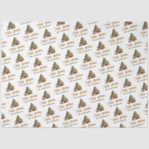 Modern sage green and copper Christmas tree Tissue Paper