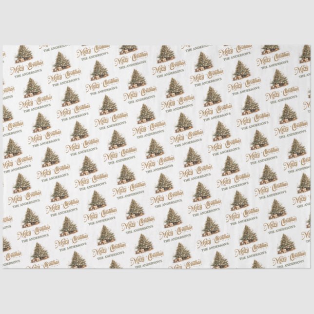 Modern sage green and copper Christmas tree Tissue Paper (Front)