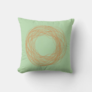 Modern Sage Green and Orange Psychedelic Cushion