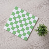Modern Sage Green and White Chequered Ceramic Tile