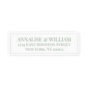 Modern Sage Green and White Wedding Return Address
