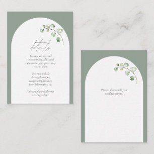 Modern Sage Green Arch Botanical Wedding Details Enclosure Card