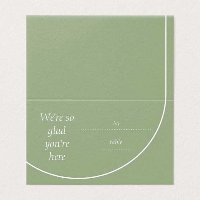 Modern Sage Green Arch Wedding Seating Place Cards (Outside Unfolded)