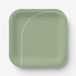 Modern Sage Green Arch Wedding Square Paper Plates