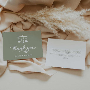 Modern Sage Green Baby Shower Thank You Card