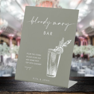 Modern Sage Green Bloody Mary Bar Wedding Sign