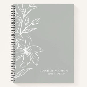  Modern Sage Green Boho Floral Notebook
