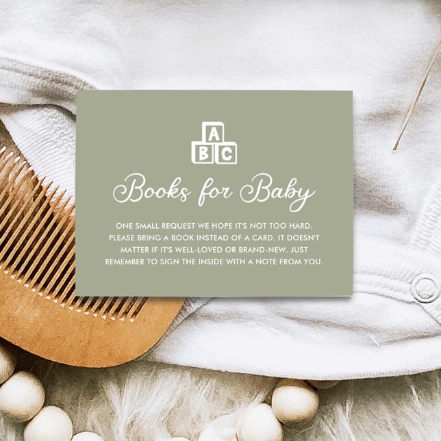 Modern Sage Green Books for Baby Card (Modern Minimalistic Books for Baby Sage Green Card)