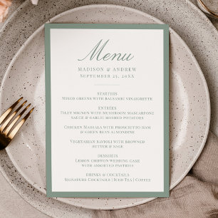 Modern Sage Green Border Wedding Menu