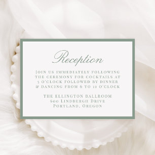 Modern Sage Green Border Wedding Reception Enclosure Card