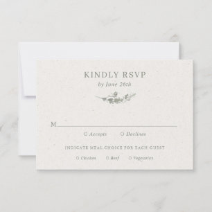 Modern Sage Green Botanical Elegant Wedding RSVP Card
