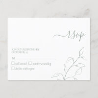 Modern Sage Green Botanical No Menu RSVP Postcard