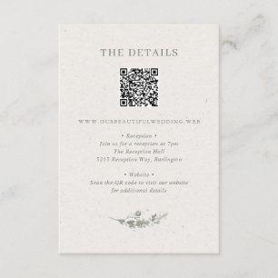 Modern Sage Green Botanical QR Code Wedding Enclosure Card