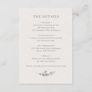 Modern Sage Green Botanical Wedding Enclosure Card