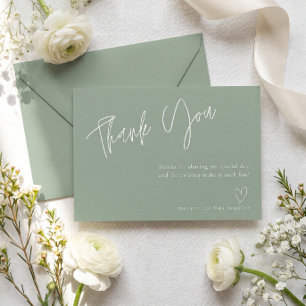 Modern Sage green Bridal Shower Thank You Card