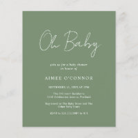 Modern Sage Green Budget Baby Shower Invitation