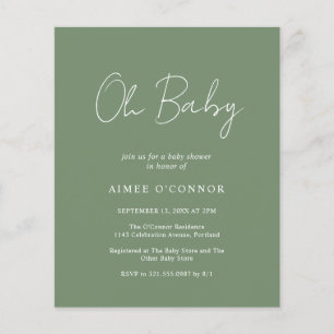 Modern Sage Green Budget Baby Shower Invitation