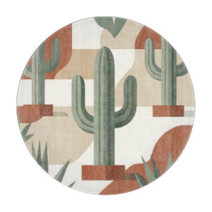 Modern Sage Green Cactus Terracotta Desert Cutting Board