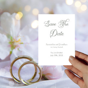 Modern Sage Green Calligraphy Save the Date Card
