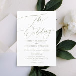 Modern Sage Green Calligraphy Simple Wedding Invitation<br><div class="desc">Simple White and Sage Green Modern Wedding Invitation for a modern wedding formal or informal. With Sage green impressive modern calligraphy.</div>