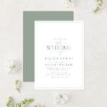 Modern Sage Green Calligraphy Wedding Invitation<br><div class="desc">Trendy, elegant and modern, this simple, minimalist sage green typography wedding design features 'The Wedding Of' in modern calligraphy and Serif text as the main design feature, and is based on our bestselling bridal shower invite. The back of the card features a sage green texture. Contact designer for matching products....</div>