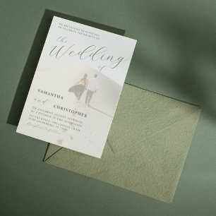 Modern Sage Green Calligraphy Wedding of Invitation
