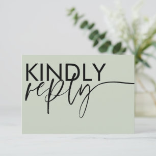 Modern Sage Green Calligraphy Wedding RSVP Card