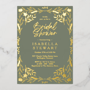 Modern Sage Green Chic Boho Floral Bridal Shower