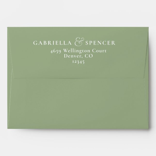 Modern Sage Green Chic Wedding Invitation  Envelope (Back (Top Flap))