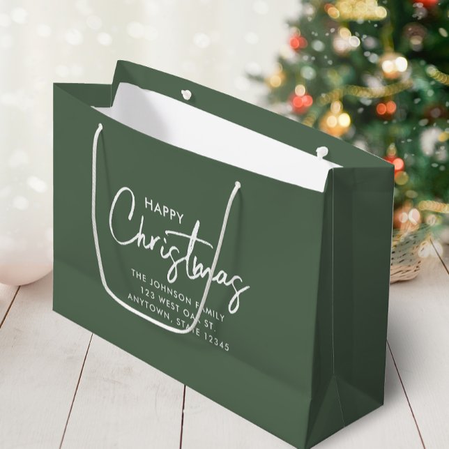Modern Sage Green Christmas Large Gift Bag (Creator Uploaded)
