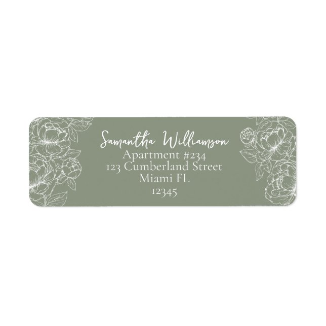 Modern Sage Green Classic Wedding Return Address (Front)