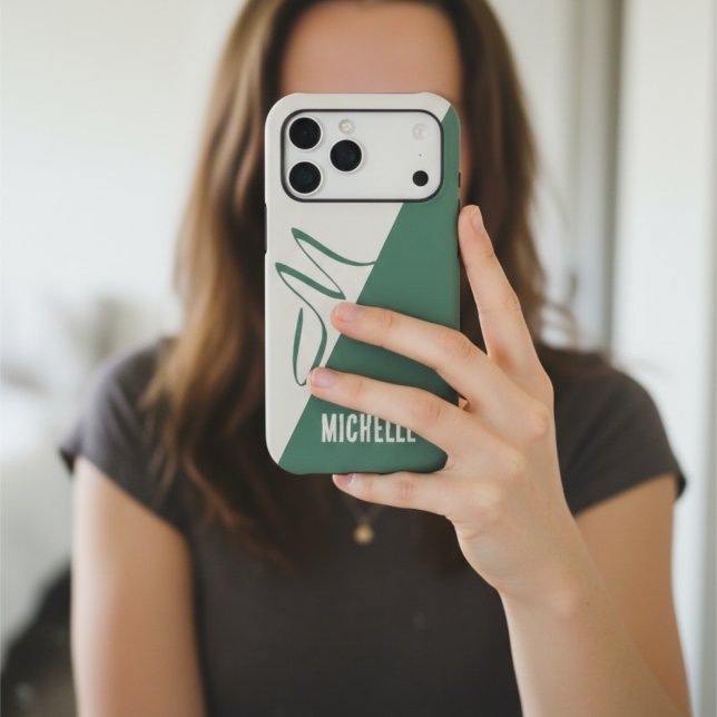 Modern Sage Green & Cream Chic ColorBlock Monogram (Creator Uploaded)