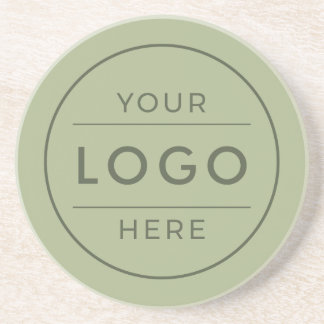 Modern Sage Green Custom Business Logo Branded Coaster