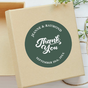 Modern Sage Green Custom Wedding Thank You Favour Classic Round Sticker