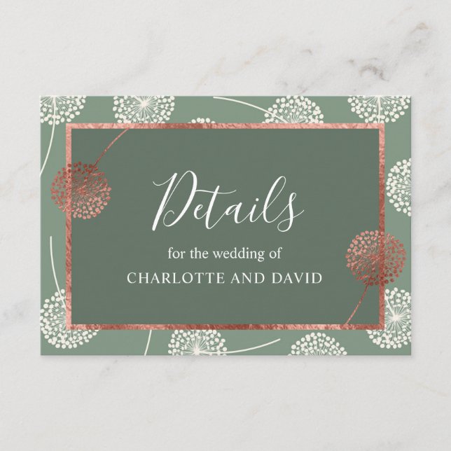 Modern Sage Green Dandelion Enclosure Card (Front)