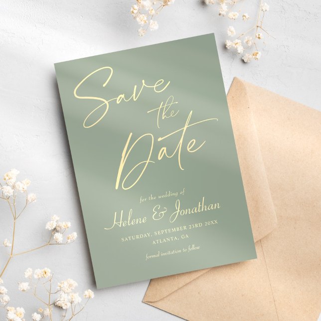 Modern Sage Green Elegant Minimalist Wedding Save The Date (Modern Sage Green Elegant Minimalist Wedding Save The Date)