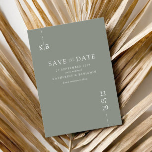Modern Sage Green Elegant Monogram Wedding Save The Date