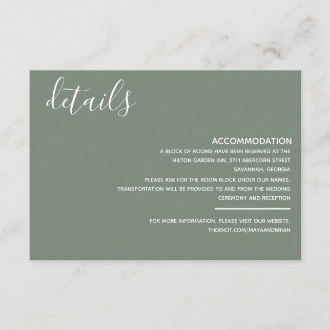Modern Sage Green Enclosure Card (Front)