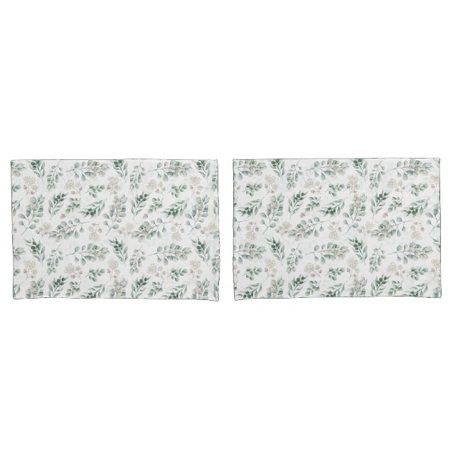 Modern Sage Green Eucalyptus Pillowcase (Front-Set)