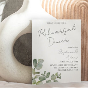 Modern Sage Green Eucalyptus Rehearsal Dinner   In Invitation