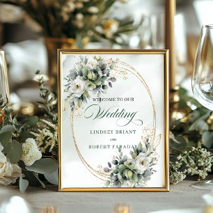 Modern Sage Green Eucalyptus Wedding Welcome Sign